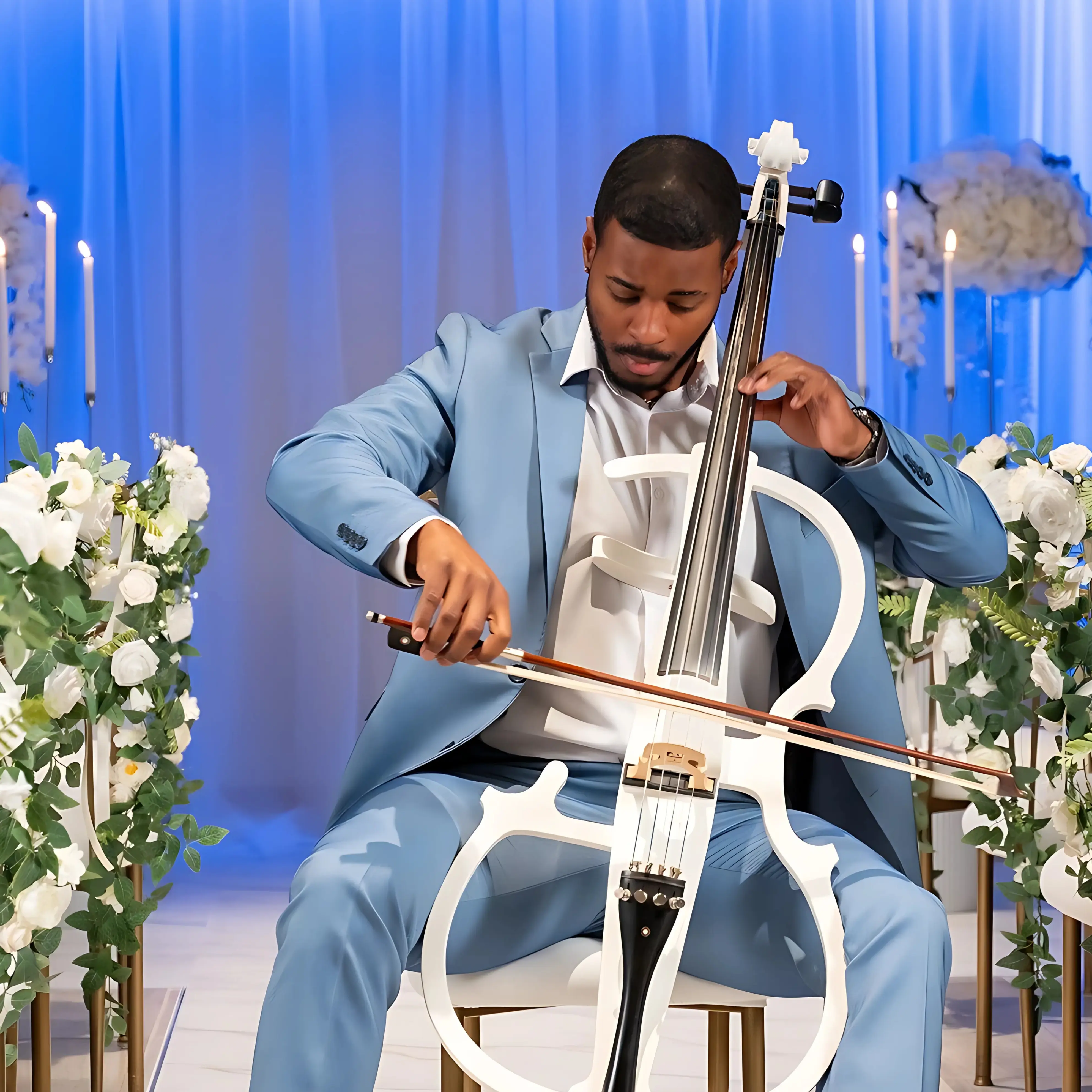 The Cello Guy performing at an elegant event